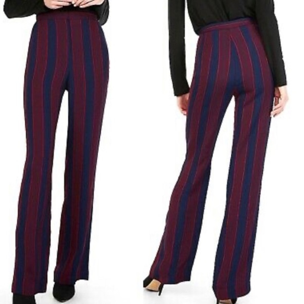 Express Wide Leg Super High Rise Striped Pants NWT